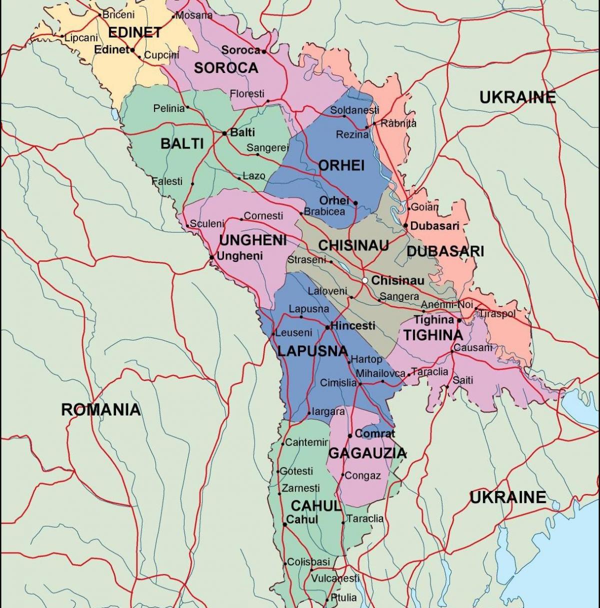 Kartta Moldovan poliittinen