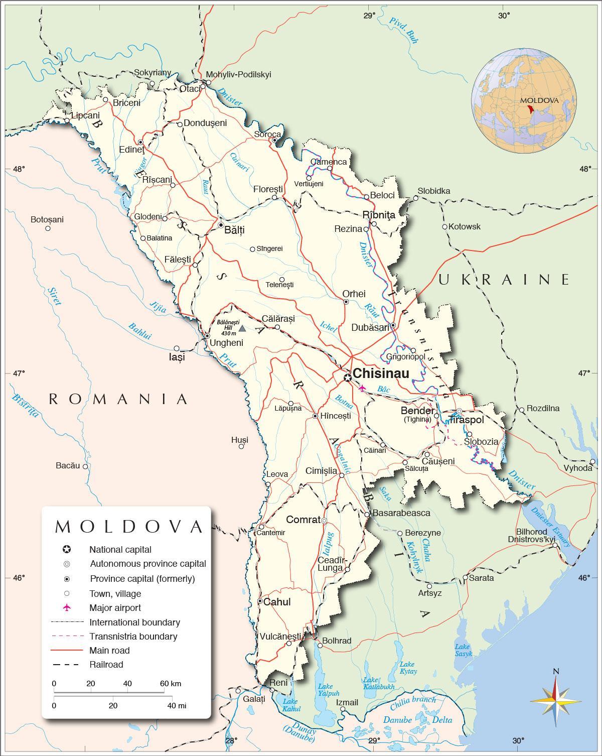 Kartta Moldovan tasavallan